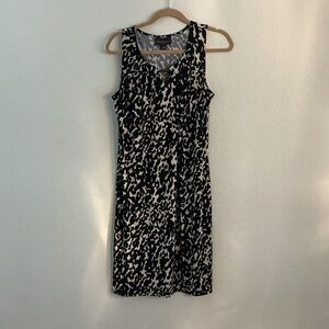 Dana Buchman Black and Cream Patterned Midi Dress